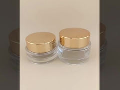 মহিলা লশনের জন্য গোল্ডেন স্ক্রু ঢাকনা সহ স্বচ্ছ গ্লাস ক্রিম জার