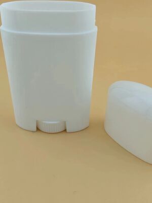 সাদা কাস্টম কালার ওভাল শেপ পিপি প্লাস্টিক কসমেটিক ডিওডোরেন্ট স্টিক বোতল